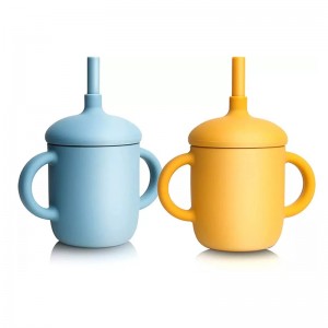 Velkoobchod 100% potravinářské třídy silikonové dětské poháry, výcvikové šálky se slámy pro kojence