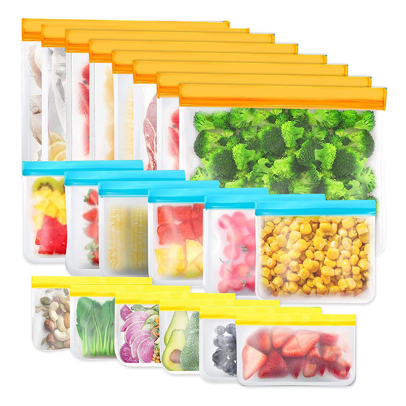 Přizpůsobené velkoobchodní opakovaně použitelné skladovací tašky, BPA zdarma silikonové potravinové tašky